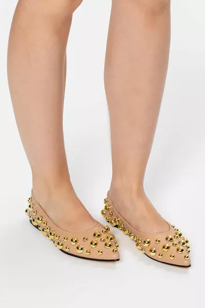 Trok Detailed Pointed Mold Flat Bottom Ballet Flats