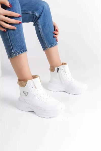 Blanc Femmes Semelle Épaisse Laine Intérieur Imperméable Postal 