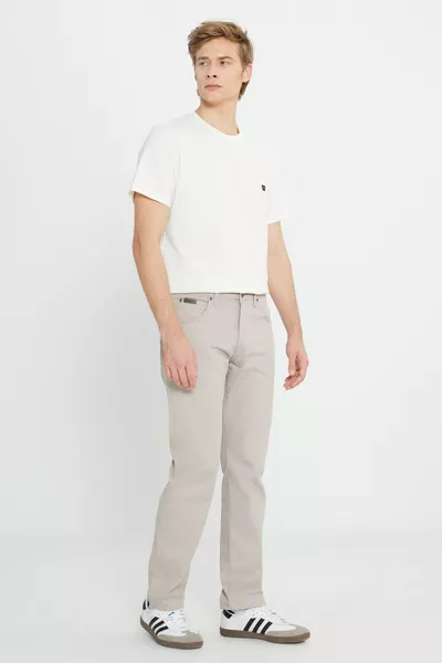 أريزونا مستقيم صالح عادي الخصر مستقيم الساق الرجال البيج 5 جيب تمتد السراويل