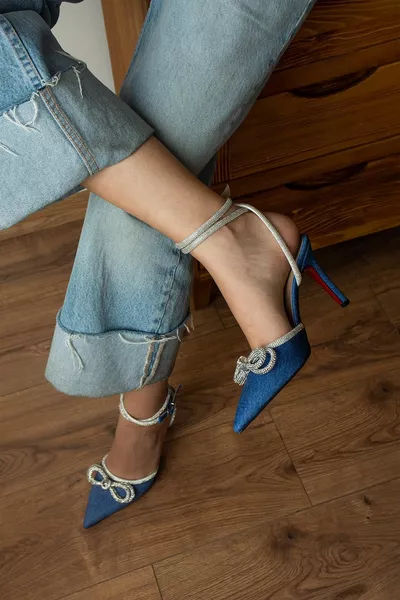 Elsia Denim Fiyonklu Topuklu Ayakkabı