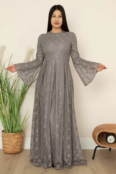 Damen Cinema Sleeve Wallonisches Spitzenkleid