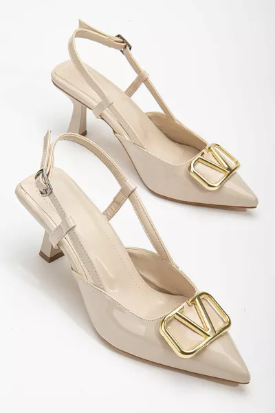 Lianne Crème lakleren gesp gedetailleerde dunne hakken