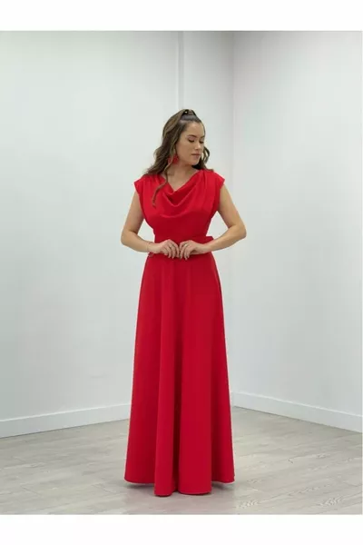 Платье с воротником из креповой ткани Degaje - красный