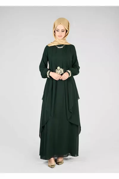 Collezione T FY Verde Donna (K.EMERALD) - ABITO DA SERA DETTAGLIATO GUIPURE