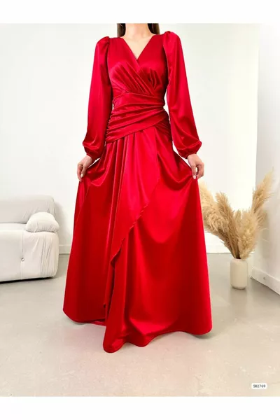 Zweireihiges Abendkleid mit Kragen Princess Long Sleeve Design Maxi-Länge