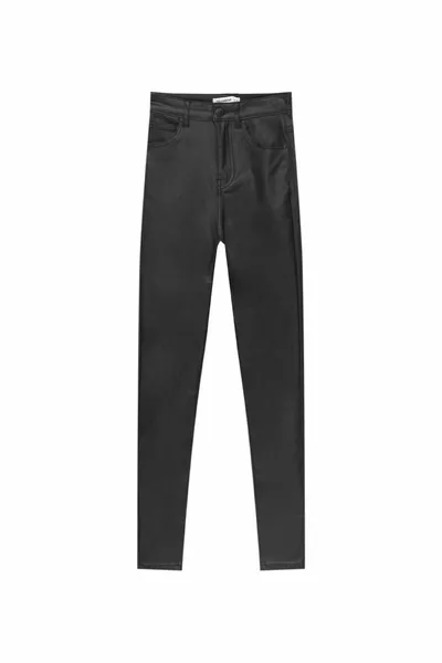 بنطلون ضيق عالي الخصر مع لمسة نهائية مغلفة