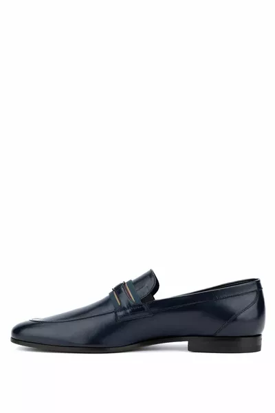 Scarpe mocassino blu in vera pelle da uomo