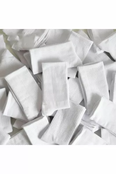 4 عبوات للجنسين جوارب كلية رياضية بيضاء سادة