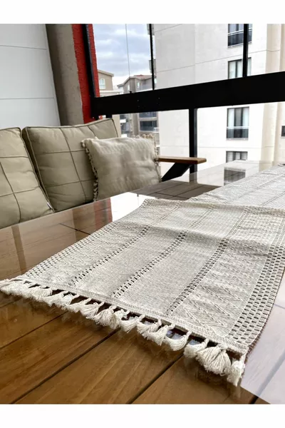 Baumwoll-Schal Motiv Spitze Strick Läufer 