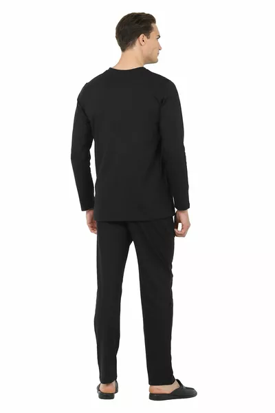 Ds Damat Regular Fit Katoenen Pyjama Set ZWART