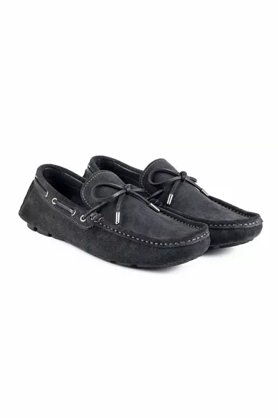 Zeugma Gris Cuir Véritable Velours Homme Mocassins