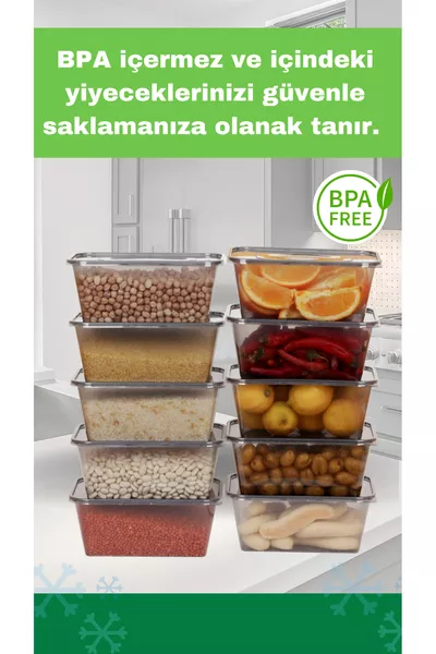  броя 1 литър правоъгълни контейнери за съхранение на храни, подходящи за фризер и микровълнова