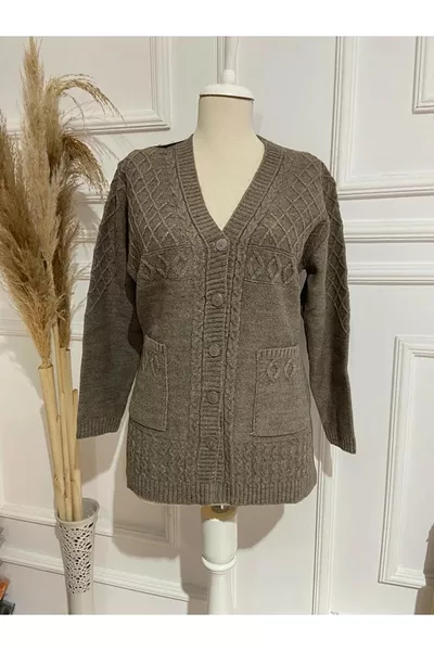 Женский зимний кардиган на пуговицах для мам