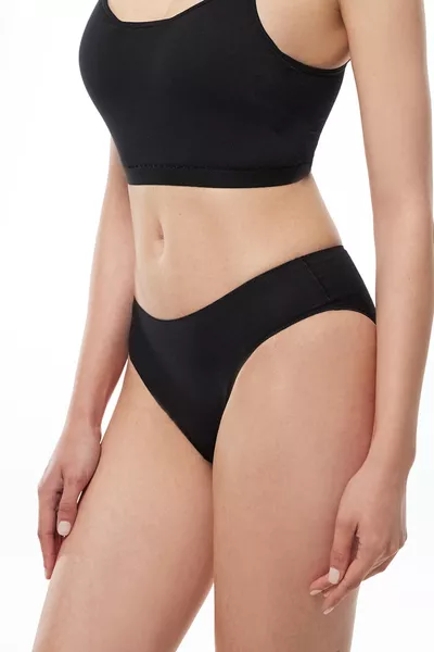 حزمة نسائية من قطعتين سروال داخلي ضيق من المودال باللون الأسود 