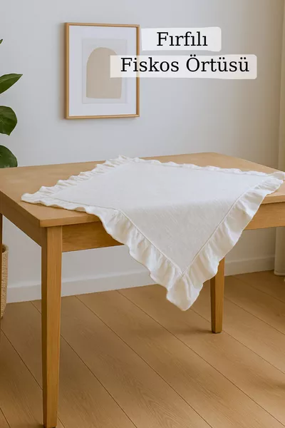 Ruffled Linen Runner Ruffled Buffet Cover Ruffled Tablecloth