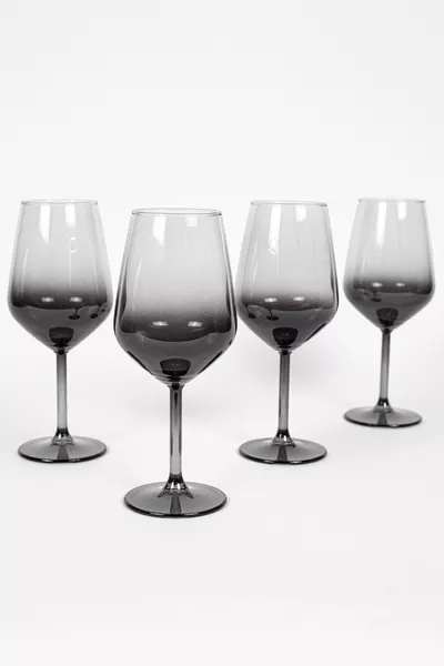 New Iconic 4'lü Su Kadehi Seti Füme  cc