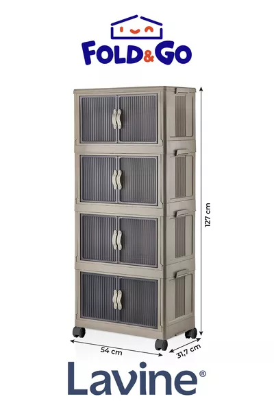 Lavine Fold&go 4-Piece Portable Organizer Wheeled Cabinet Multi-Purpose Foldable with Cover 'earth'