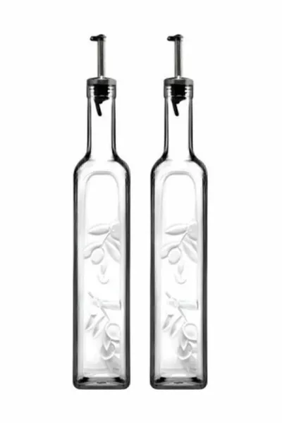  Стеклянная масленка 2 шт. по  мл с металлической крышкой