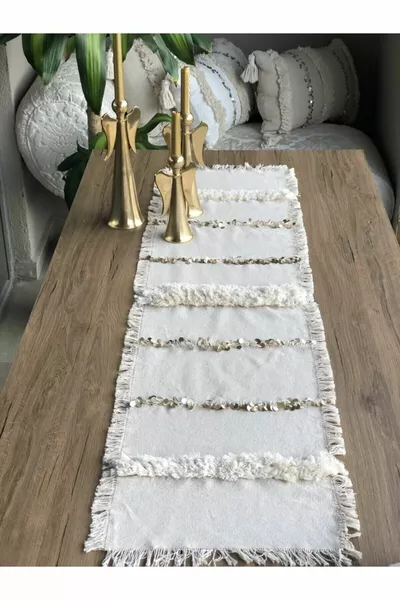 Runner Cap Dekoratif Elişi Punch Masa Örtüsü Sunum Bohem