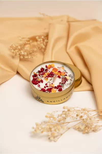 Bougie décorative en cire de soja avec boîte en métal, bougie aromathérapie parfum aphrodisiaque 