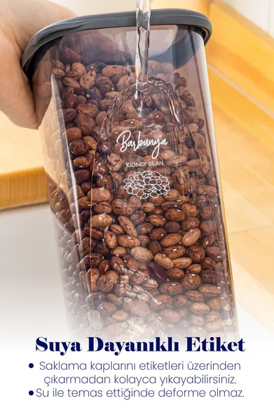 Ensemble de  bocaux à épices rectangulaires Peggy avec étiquette sérigraphiée blanche  ml Anthracite