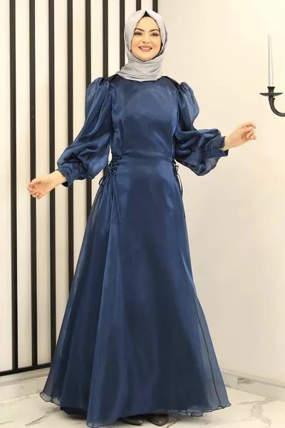 Nil Side دانتيل متابعة مساء اللباس الأزرق الداكن - التصميم - 