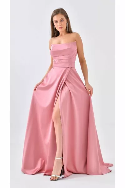 حمالة شق الساتان مساء اللباس الطويل