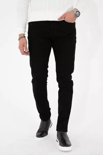 Jeans elasticizzati in lycra slim fit neri da uomo 