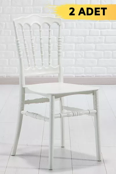 2 Miray White Practical Chairs / Balcony-Garden-Kitchen