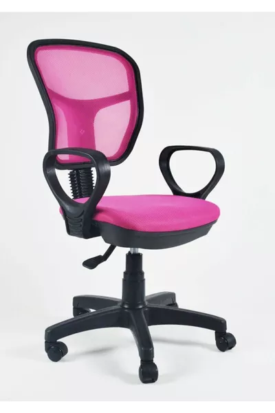 Fileli Bilgisayar Ofis Çalışma Sandalyesi Koltuğu Pembe