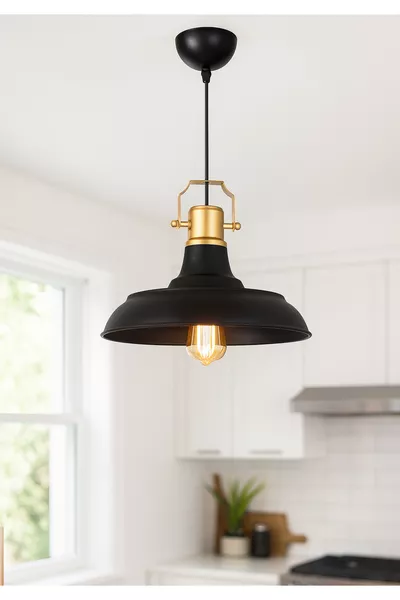 ثريا كافيه مطعم مطبخ صالون بلمسات علوية باللونين الأسود والذهبي على الطراز الريترو