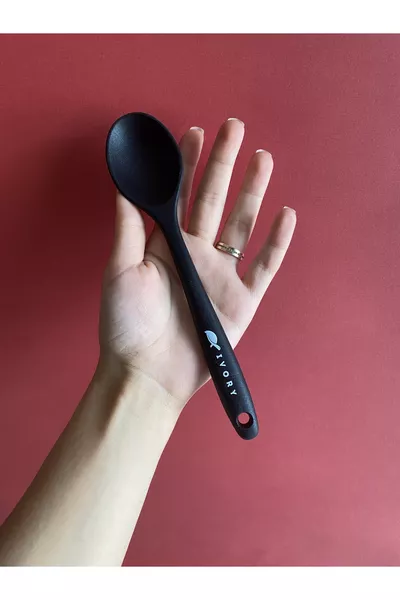 Cucchiaio corto profondo in silicone resistente al calore, antiaderente e ignifugo con punta rigida,  cm