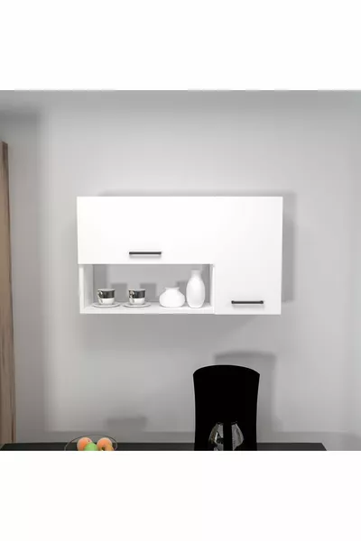 Armadio Multifunzione in Acacia – Armadio con Ante per Bagno e Cucina Bianco