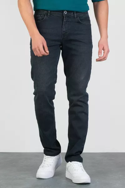 Herren James Rauchgrau Anthrazit Stonewashed Slim Fit Stretch-Jeans