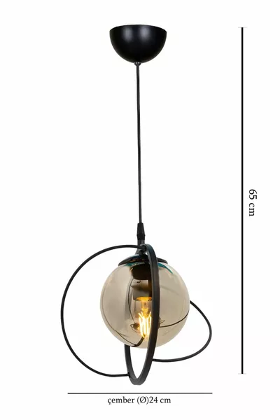 Одиночная люстра с черным дымчатым стеклом - современная индустриальная подвесная люстра - для гостиной, кухни, детской, гостиной