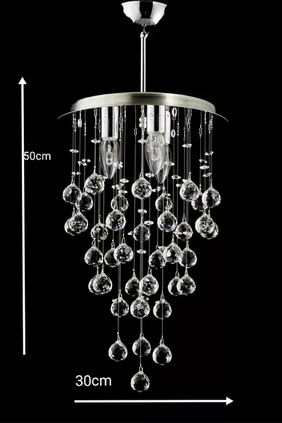 Lampadario rotondo a tre luci con cristalli Damla