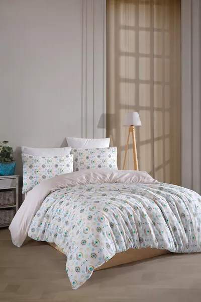 Tweepersoons dekbedovertrekset met elastisch hoeslaken