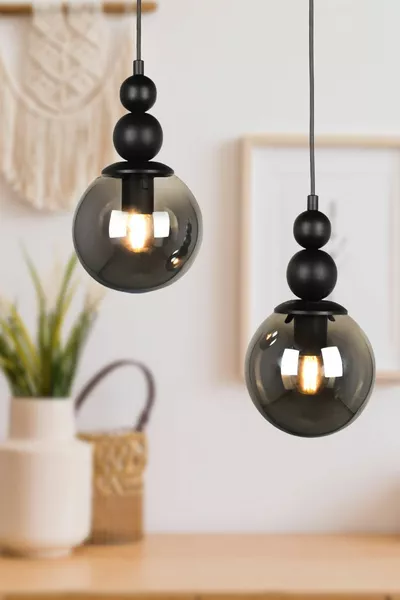 Infinite 2-Light Chandelier Black Smoke Glass