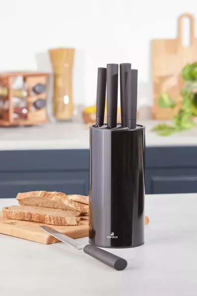 Roscar Black 6-Piece Knife Set with Stand