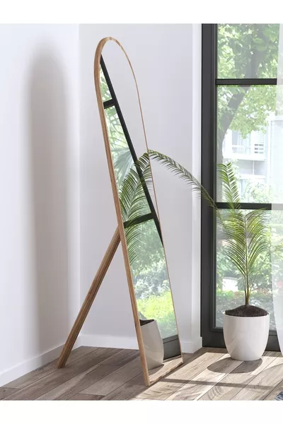 Miroir sur pied en noyer pour entrée, couloir, mur, salon, salle de bain, WC, bureau, chambre d'enfant, dimensions  cm