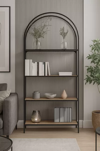 Мона Черен Шкаф Полка Декоративни Аксесоари Рафтове за Кухня Атлантическа Соснова ПДЧ