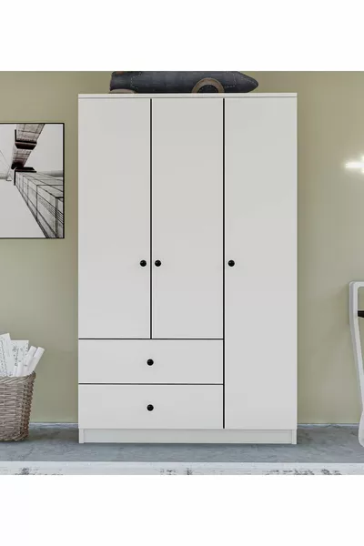 Armadio Gm Home a 3 ante e 2 cassetti con maniglie a bottone