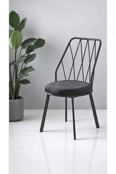 (4LÜ) Sedia da cucina in metallo Yıldız Pro, sedia da caffè, sedia da ristorante, sedia da balcone