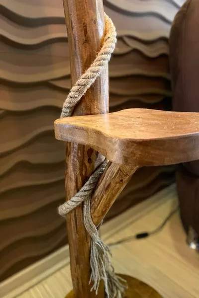 Дървен лампион  Cm с три глави Новата серия Halikarnas Естествен дънер Дървен ъглов осветител