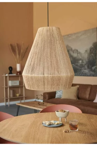 Lampadario Bohémien Naturale, Lampadario Rustico, Lampadario in Juta