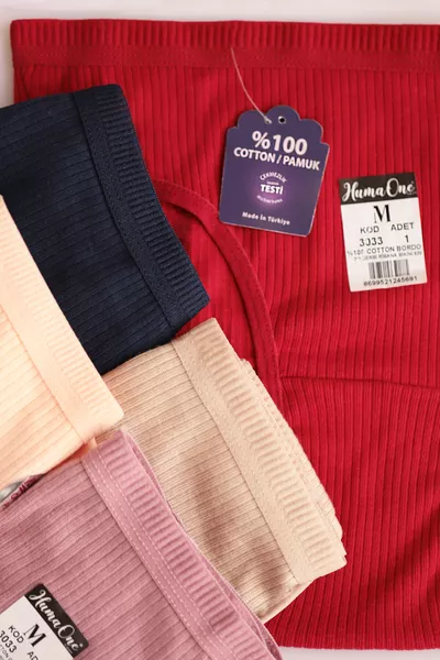 طقم خمسة سراويل بيكيني نسائية بألوان مختلفة مع خصر مضلع 