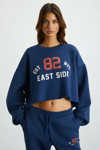 Gloryy Dames Comfort Fit Trainingspak met Drukdetails en Elastische Boorden, Gemaakt van Biologisch Katoen, Donkerblauw