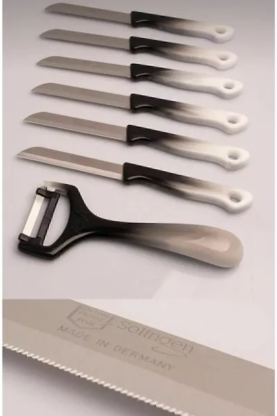 Black and White Marbled Fruit Knife and Peeler Set, 7 Pieces