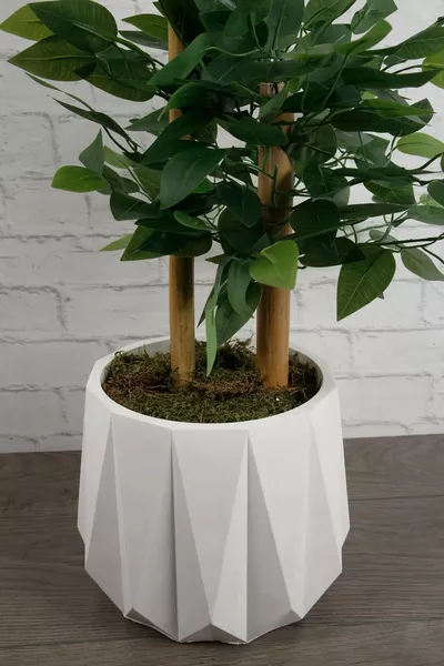 Изкуствено цвете в бетонен саксия Бенджамин за салон, балкон, домашно дърво, зелено растение с тъмен бамбуков стебло, плътно, Cm