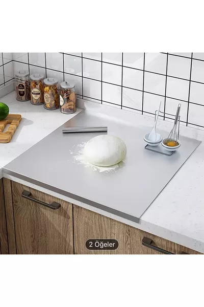 لوح تقطيع معدني مقاوم للصدأ بسمك سم واحد، حماية للطاولة، متعدد الاستخدامات للمطبخ